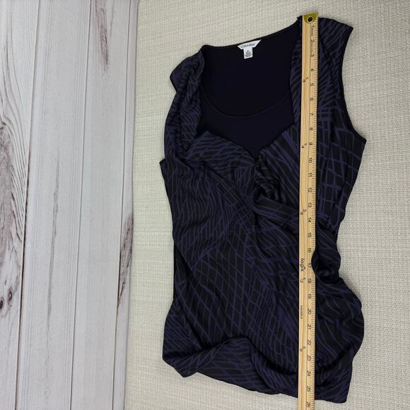 Calvin Klein Draped Sleeveless Blouse Deep Purple Size M Womens - Picture 6 of 7